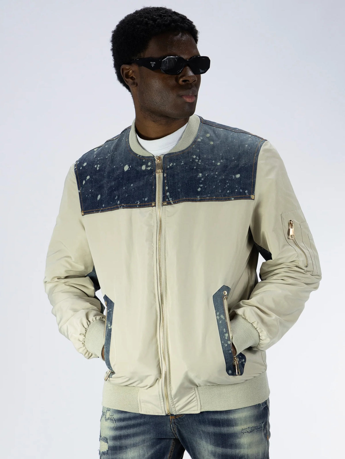 SOLDIER Jacket Con Dettagli in Jeans Beige/Denim