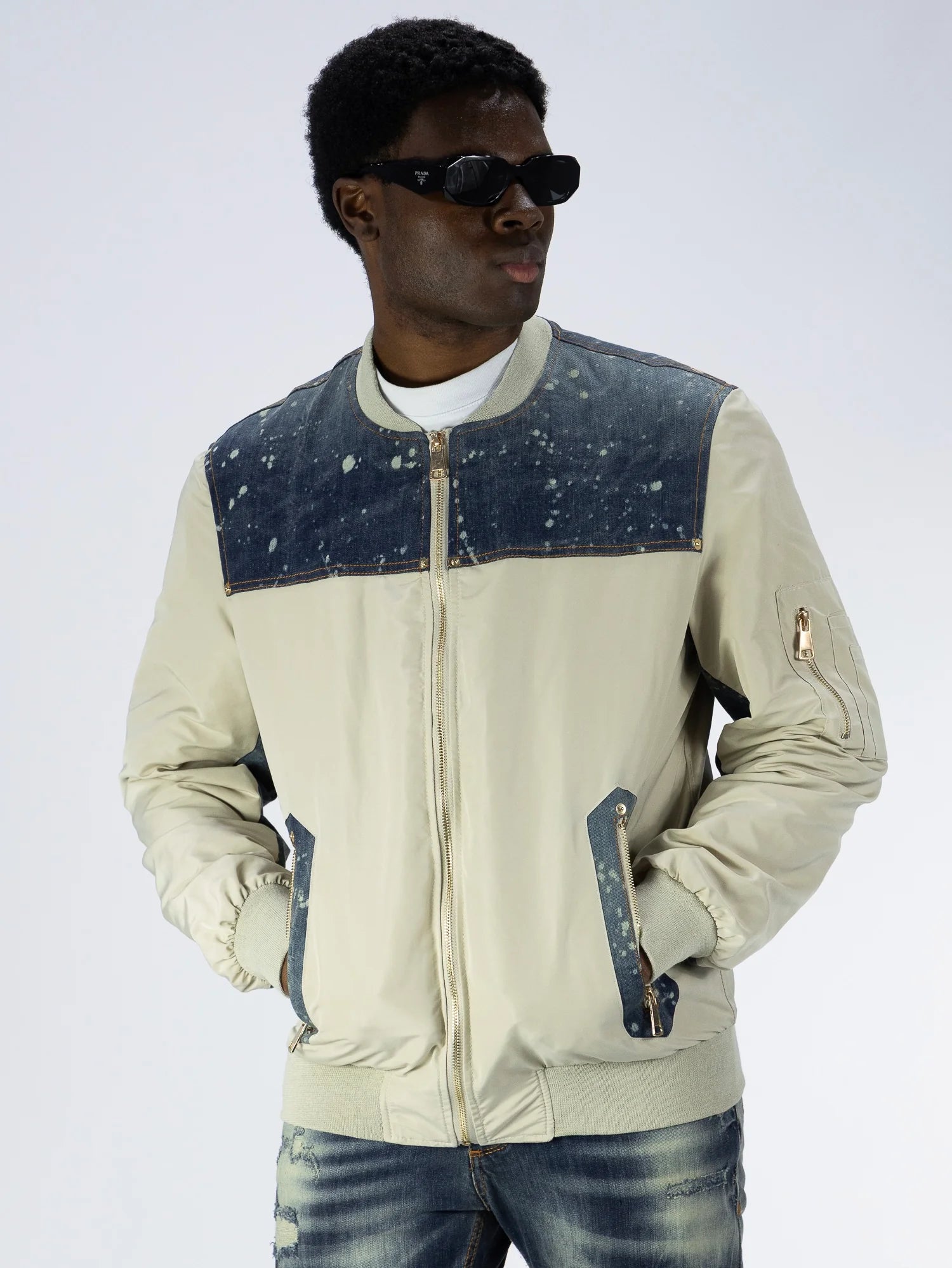 SOLDIER Jacket Con Dettagli in Jeans Beige/Denim