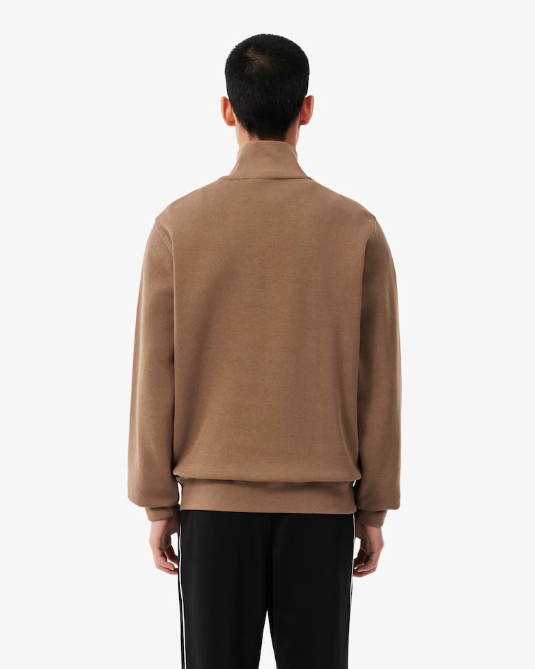 LACOSTE Felpa Interlock Collo Alto Mezza Zip Beige