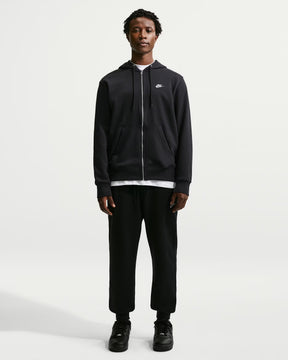 NIKE Felpa Con Zip e Cappuccio In Cotone Garzato Autunnale Nero