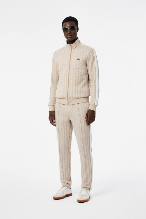 LACOSTE Tuta Monogram con Zip Beige/Bianca