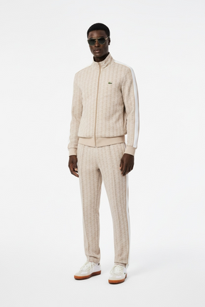 LACOSTE Tuta Monogram con Zip Beige/Bianca