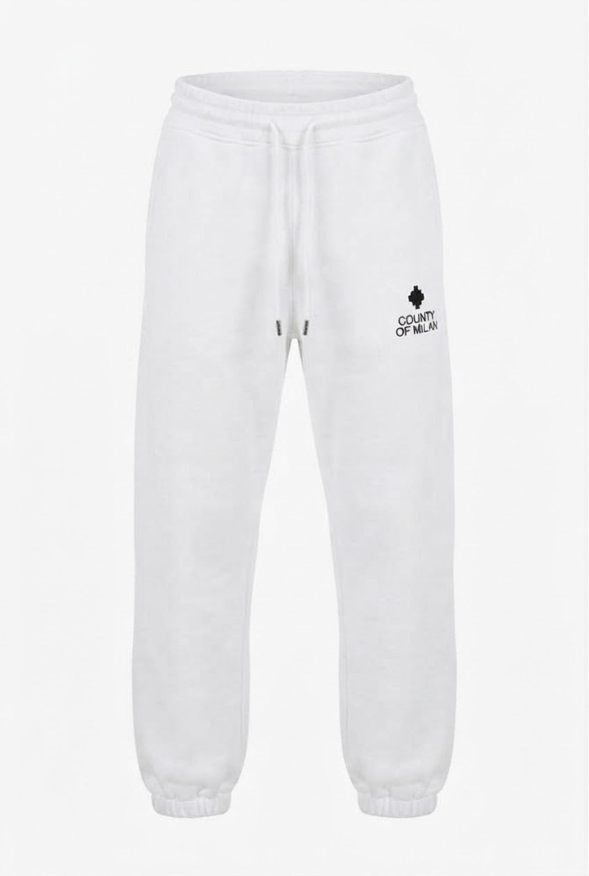 COUNTY OF MILAN Pantalone Di Tuta Marcelo Burlon Bianca Logo Piccolo Nero