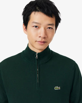 LACOSTE Pullover A Collo Alto Con Zip Mezzo Collo Verde Bottiglia