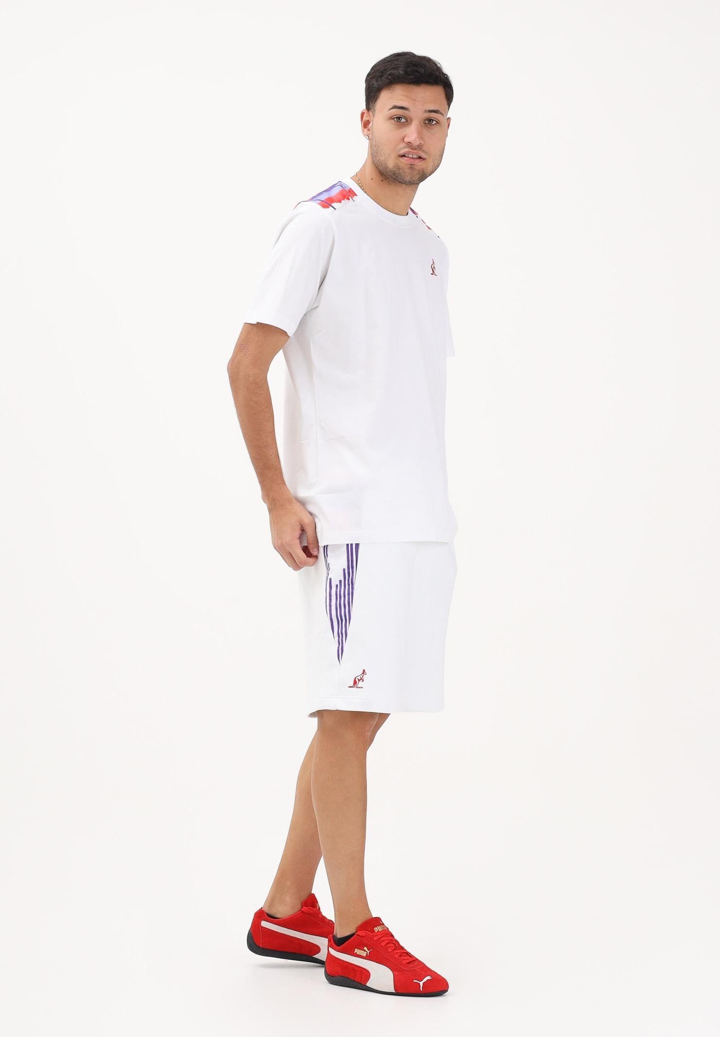 Australian Completino T-Shirt e Pantaloncino Uomo Bianco Dettagli Blu Arancio