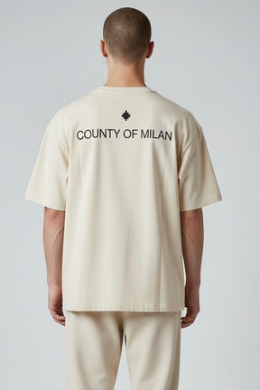 COUNTY OF MILAN Marcelo Burlon T-Shirt Con Stampa Serpente Beige