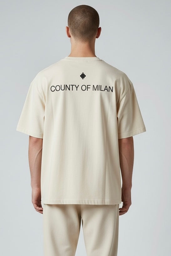 COUNTY OF MILAN Marcelo Burlon T-Shirt Con Stampa Serpente Beige