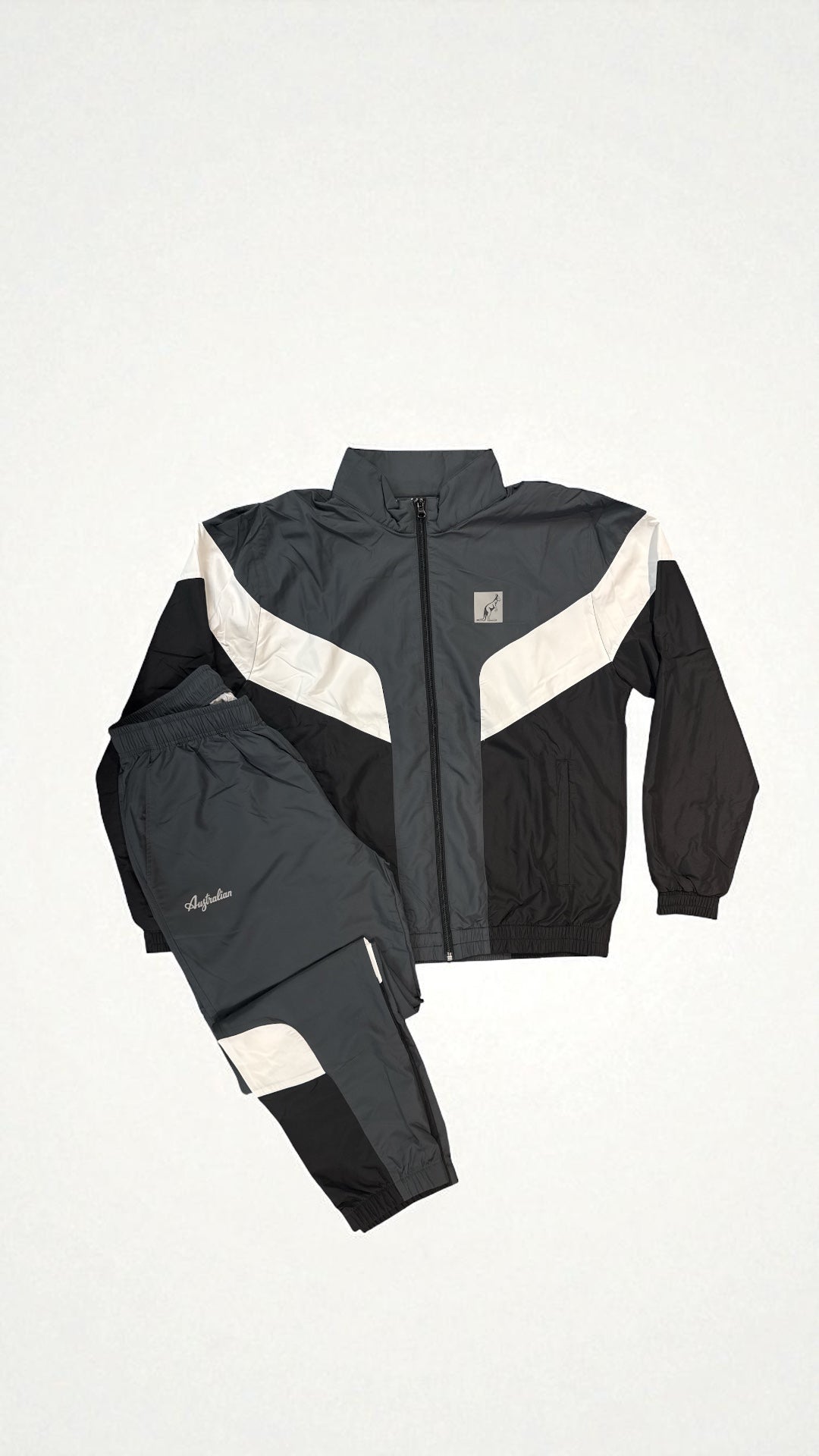 AUSTRALIAN Tuta Smash Nocturna Leggera In Microfibra Con Zip Grigio/Bianco