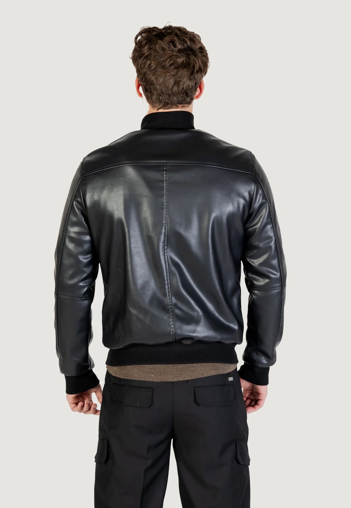 GIANNI LUPO Giacca In Ecopelle Collo Alto Nera