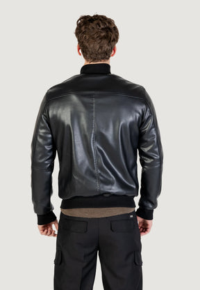 GIANNI LUPO Giacca In Ecopelle Collo Alto Nera