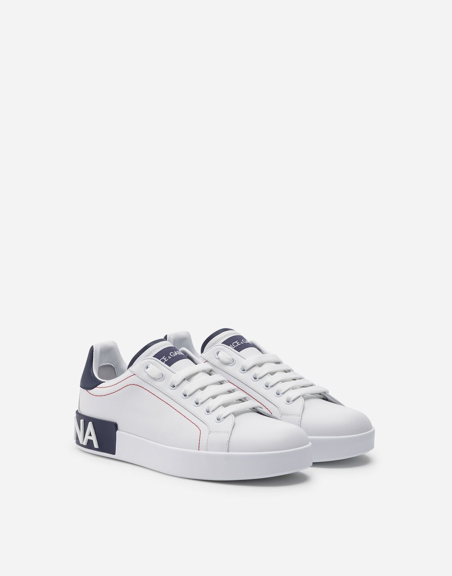 DOLCE & GABBANA Scarpa in pelle di vitello Portofino Bianca e Nera e Rossa