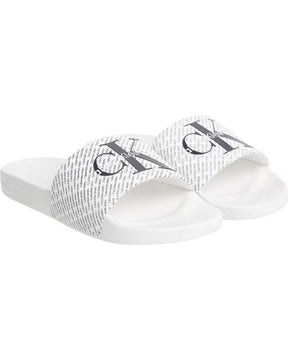 CALVIN KLEIN Ciabatta Bianca Con Fascia Logata