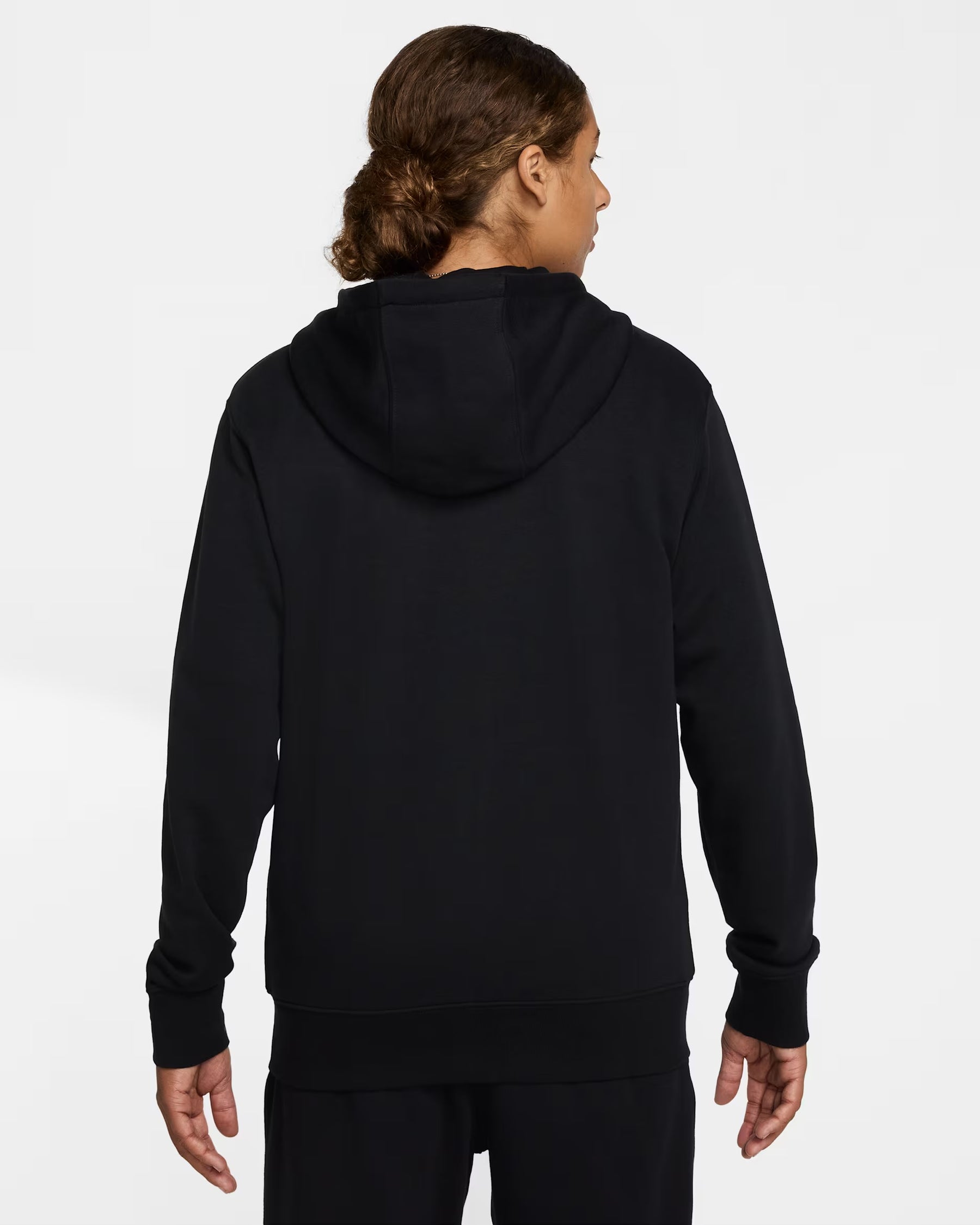NIKE Felpa Con Zip e Cappuccio In Cotone Garzato Autunnale Nero