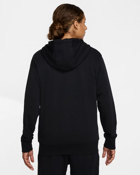 NIKE Felpa Con Zip e Cappuccio In Cotone Garzato Autunnale Nero