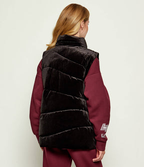 EMPORIO ARMANI DONNA GIUBBOTTO/SMANICATO EFFETTO CINIGLIA NERO