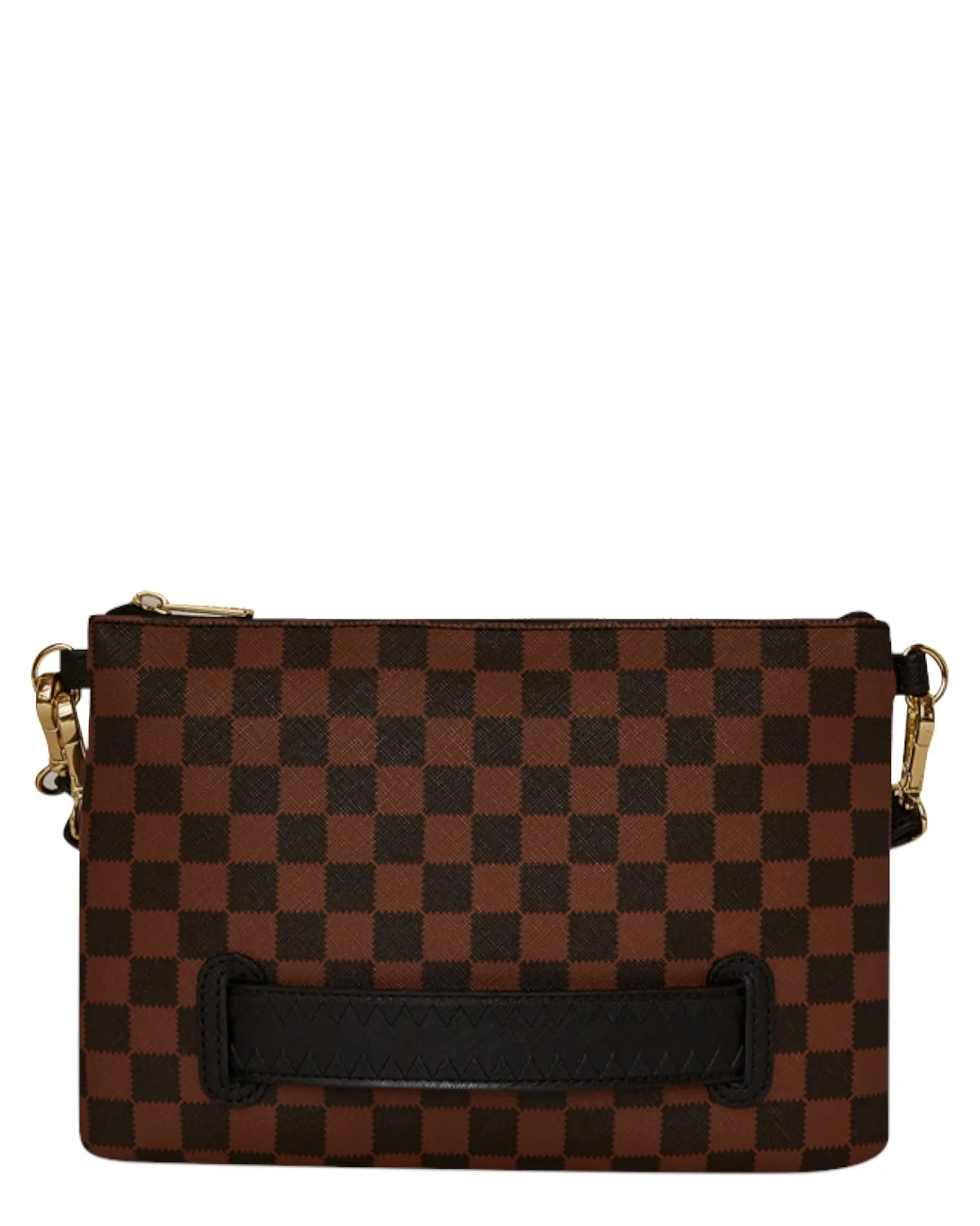 SPRAYGROUND Pochette In Pelle Sawtooth Sharks In Paris Crossover Clutch Marrone