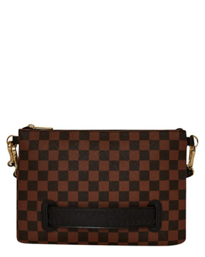 SPRAYGROUND Pochette In Pelle Sawtooth Sharks In Paris Crossover Clutch Marrone