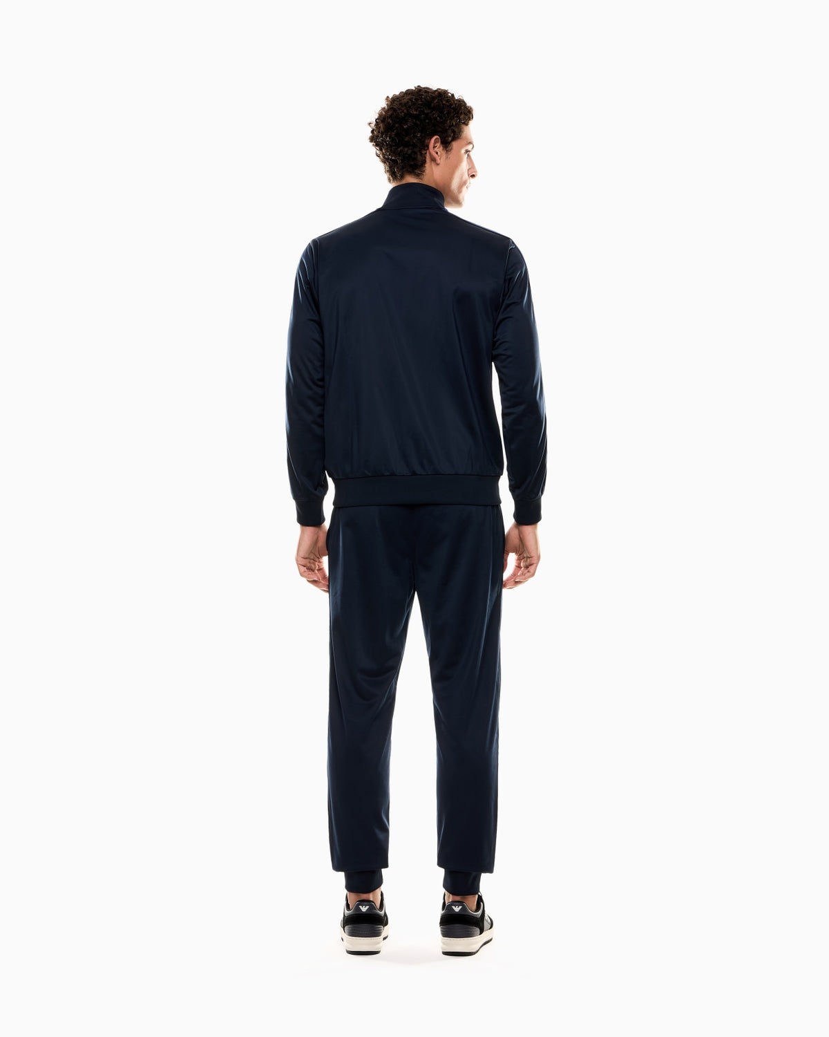 EMPORIO ARMANI Tuta Leggera Acetata Con Zip Senza Cappuccio Con Bande Blu