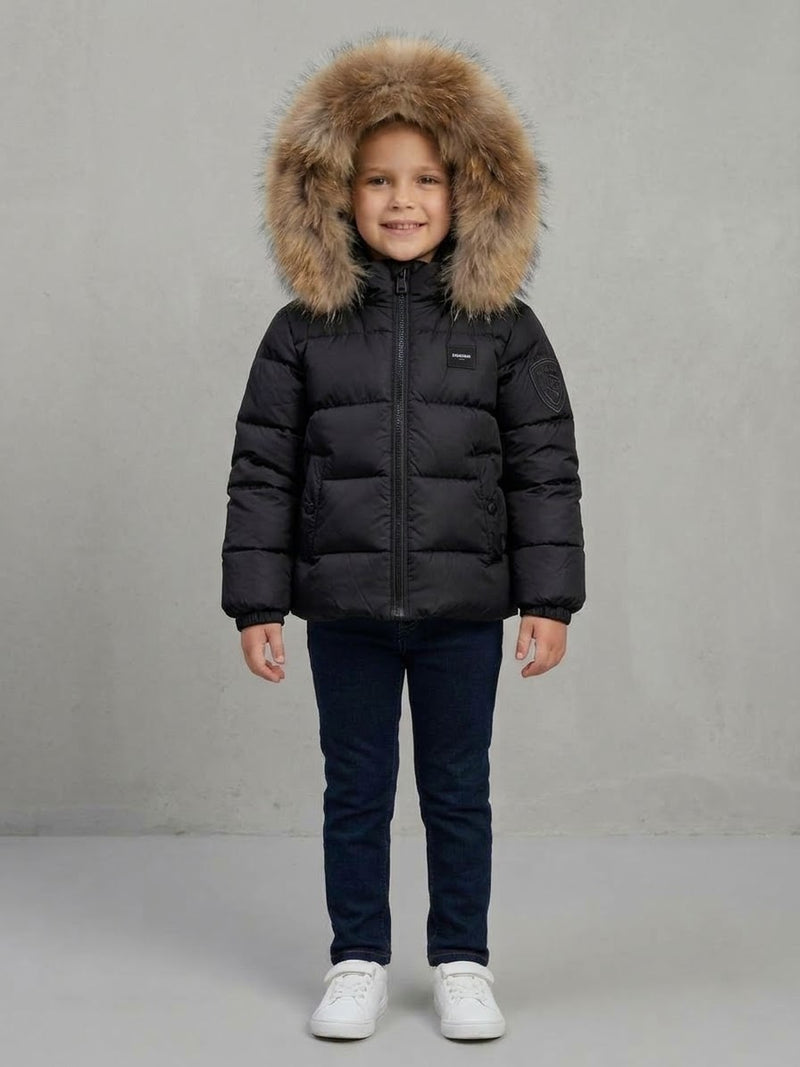 BLAUER Piumino Amory Baby Cappuccio Con Pelliccia Bambina Nero