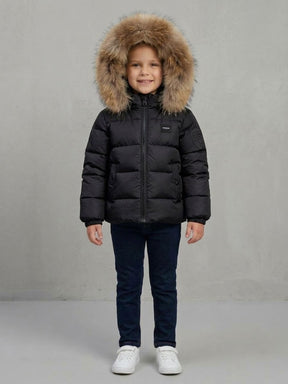 BLAUER Piumino Amory Baby Cappuccio Con Pelliccia Bambina Nero