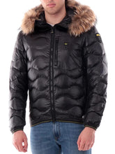 BLAUER Piumino Wavefur Ondulato Cappuccio Con Pelliccia Nero