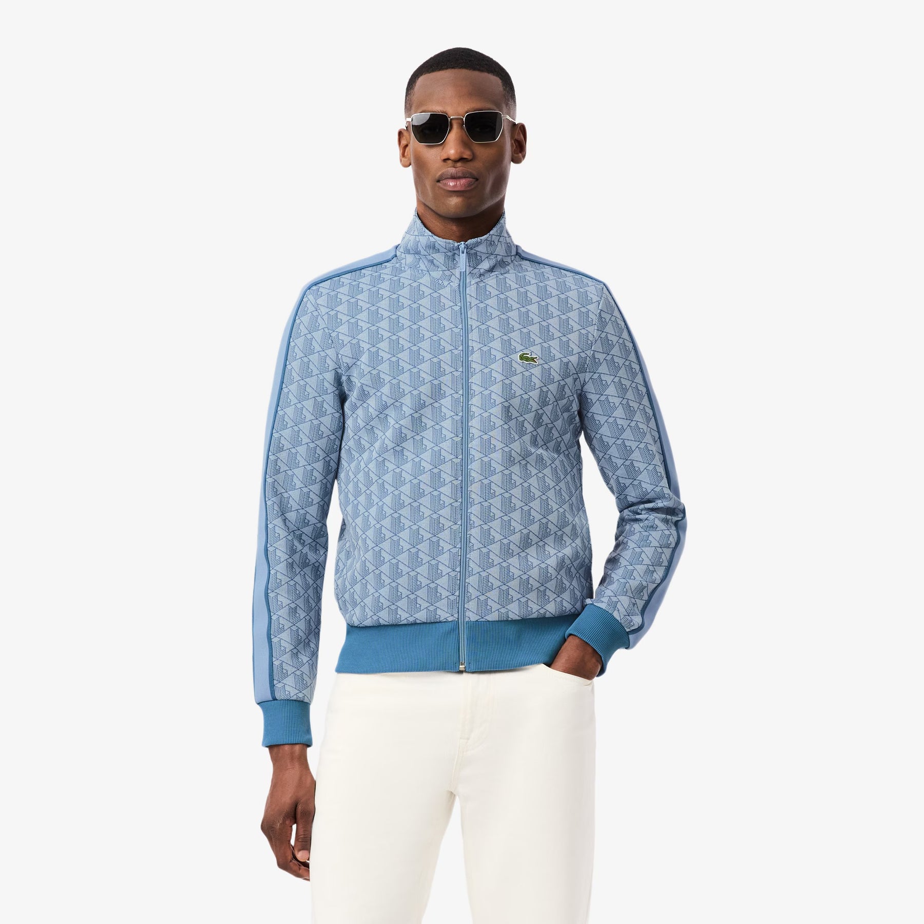 LACOSTE Tuta Monogram Con Zip Azzurra/Blu