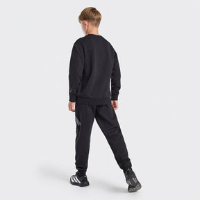ADIDAS Tuta Felpata Bambino Tre Strisce Girocollo Nera/Bianca