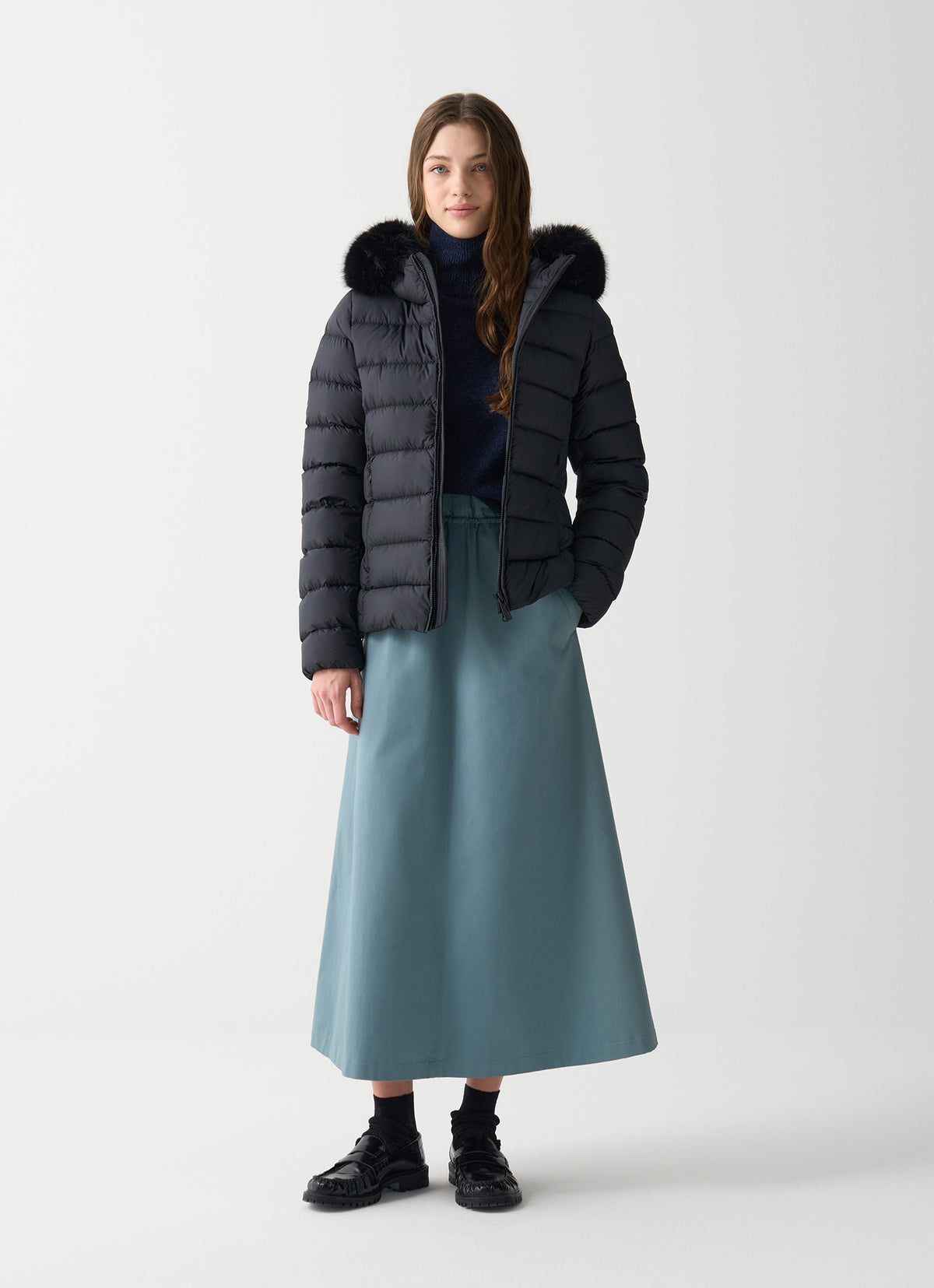 COLMAR DONNA GIUBBOTTO CORTO CON PELLICCIA NERO OPACO