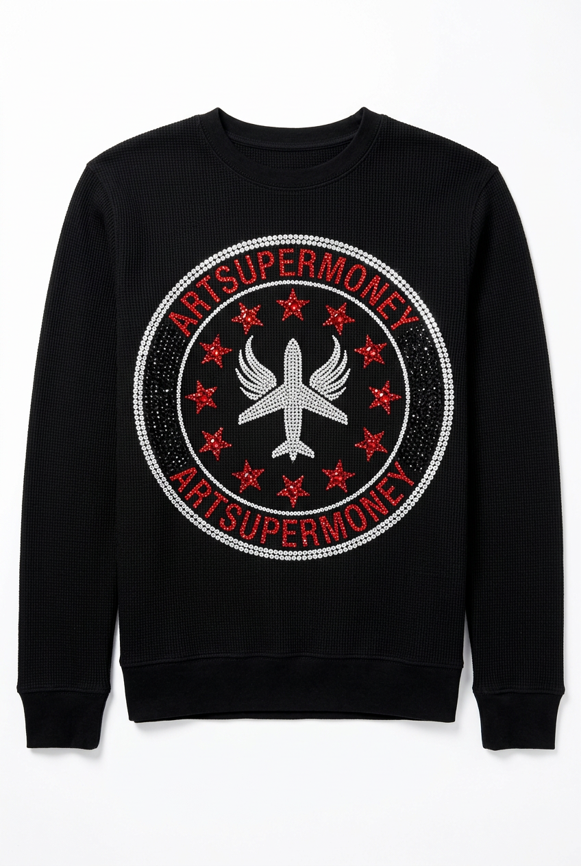 ART SUPER MONEY Felpa CIRCLE Girocollo Nera