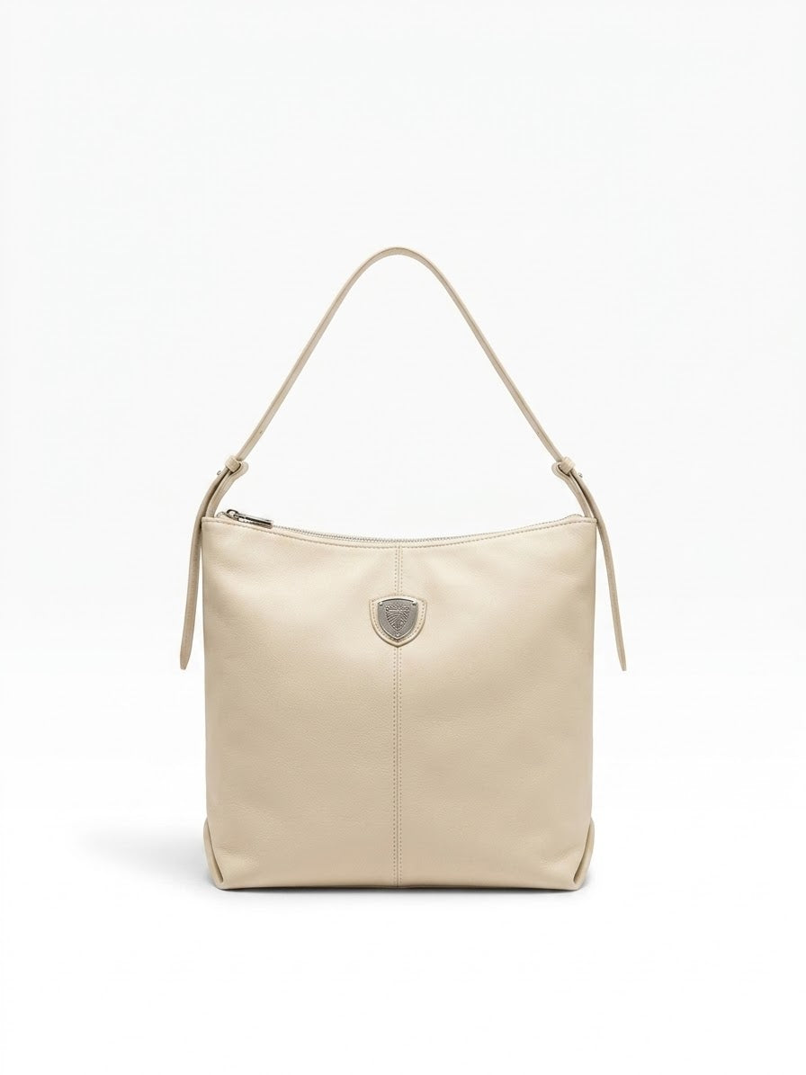 BLAUER Tote Bag In Pelle Con Logo Crema