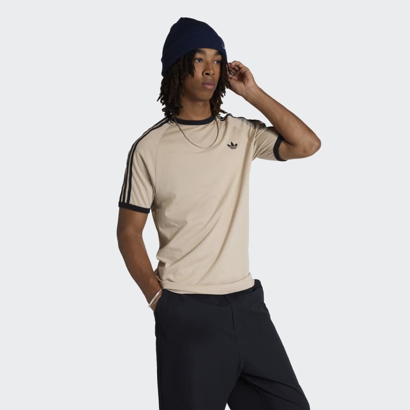 Adidas Originals T-Shirt 3 Stripes Uomo Beige