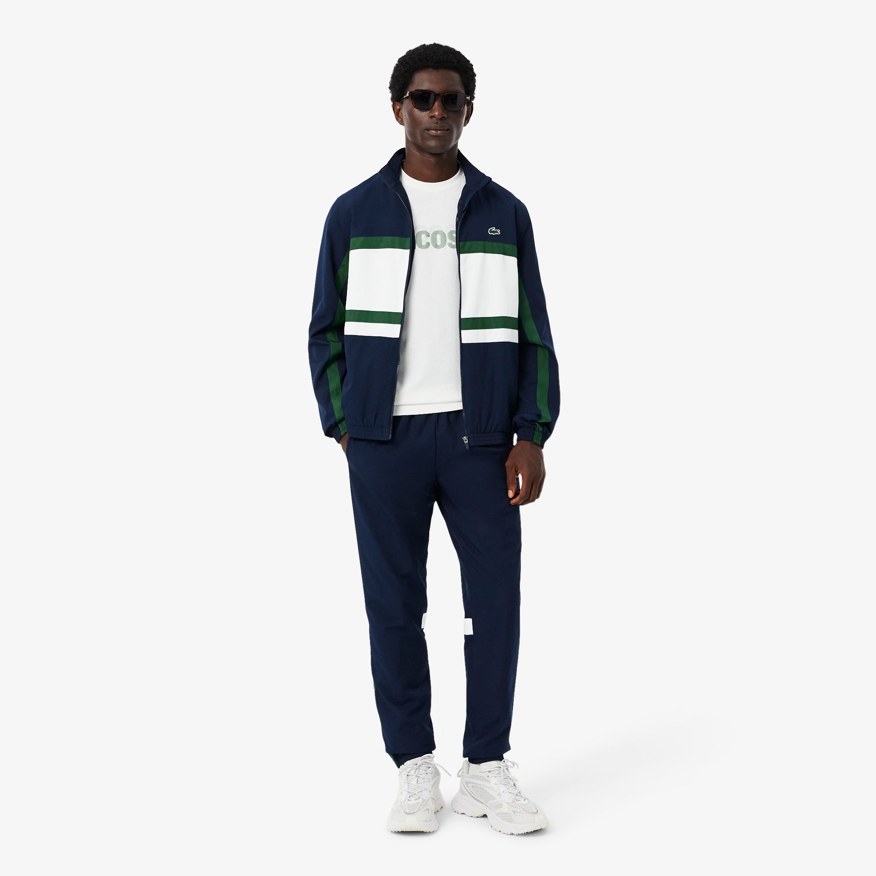 LACOSTE Tuta In Microfibra Logo Retro Blu/Bianca