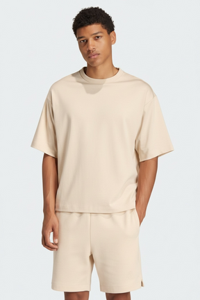 ADIDAS Completino In Cotone Con Stampa In Rilierbo Su Spalla Beige