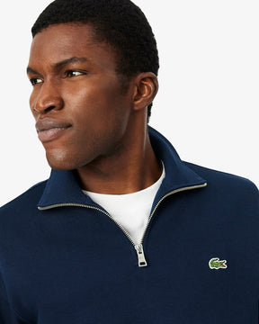 LACOSTE Felpa Interlock Collo Alto Mezza Zip Blu