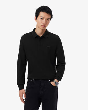 LACOSTE Polo a Maniche Lunghe Regular In Piquè Elasticizzato Nera