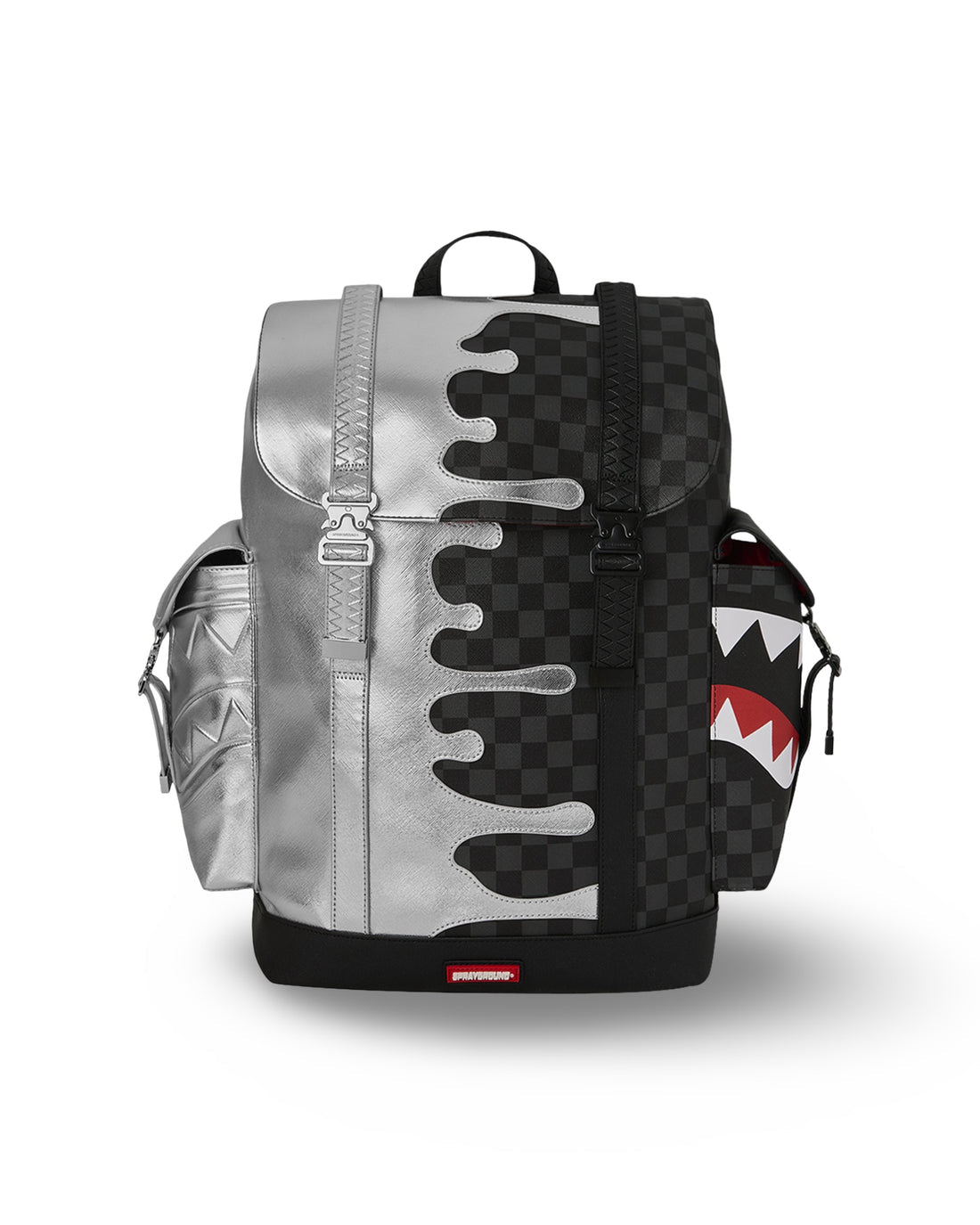 SPRAYGROUND Zaino Silver Side Drip Check Nero/Silver