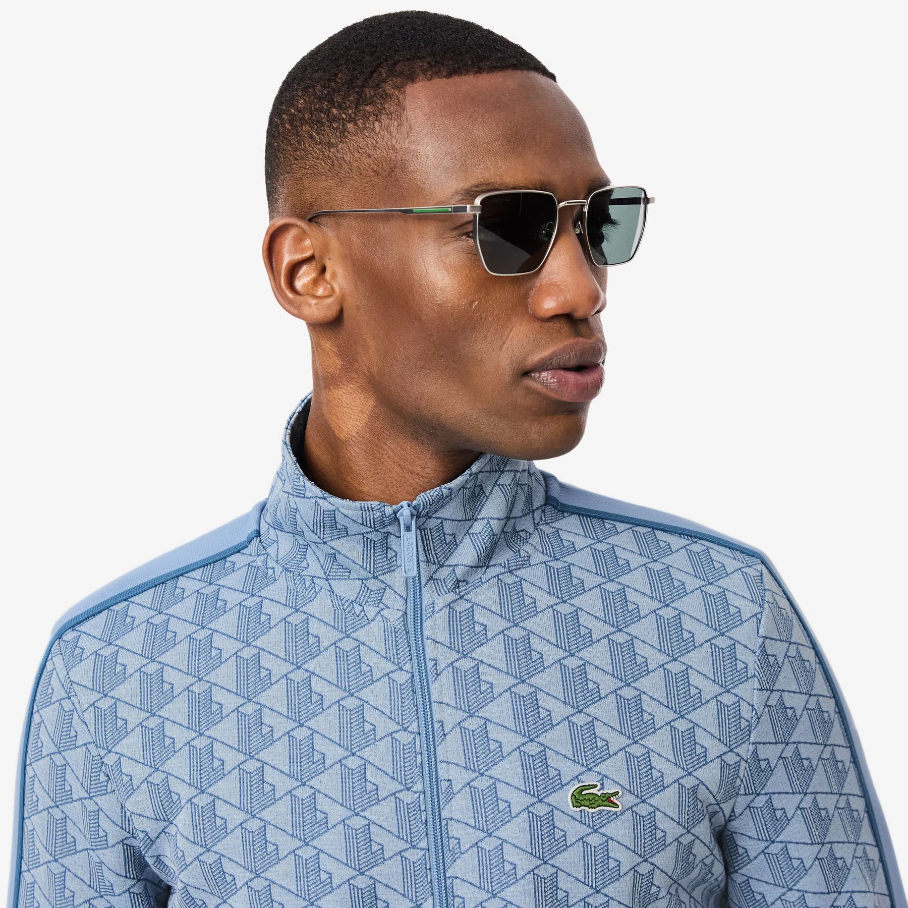 LACOSTE Tuta Monogram Con Zip Azzurra/Blu