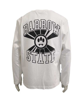 BARROW Felpa Girocollo Logo Retro Bianca/Nera