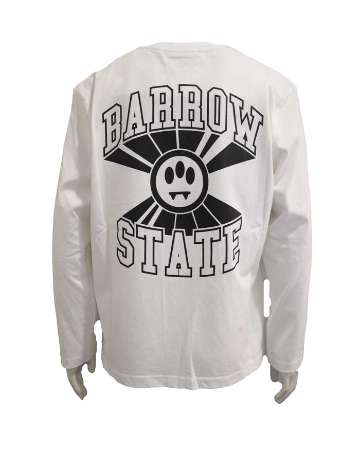 BARROW Felpa Girocollo Logo Retro Bianca/Nera