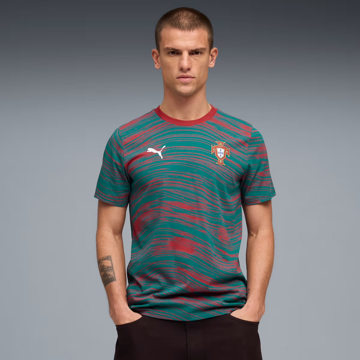 PUMA Completino Portogallo T-Shirt Fantasia Verde/Rossa Pantaloncino Nero