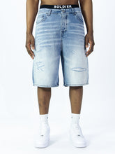 SOLDIER Bermuda Jorts Jeans In Denim Con Rotture Blu Chiaro