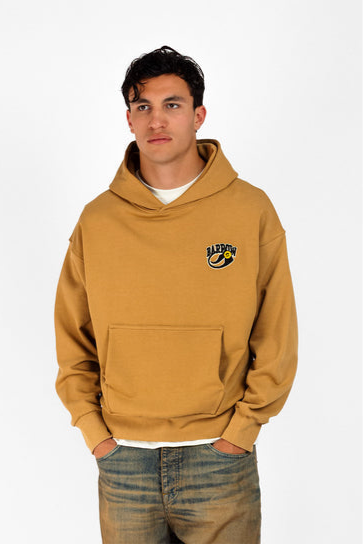 Barrow Felpa con Cappuccio Uomo Beige Stampa Retro