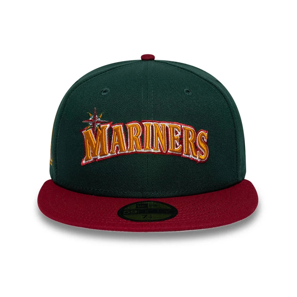 NEW ERA Cappello Mariners con visiera Dritta 59 Fifty Verde/Rosso Con Logo Giallo