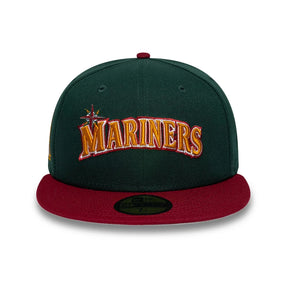 NEW ERA Cappello Mariners con visiera Dritta 59 Fifty Verde/Rosso Con Logo Giallo