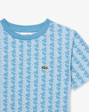 LACOSTE T-Shirt Monogram Bambino/Bambina Azzurra
