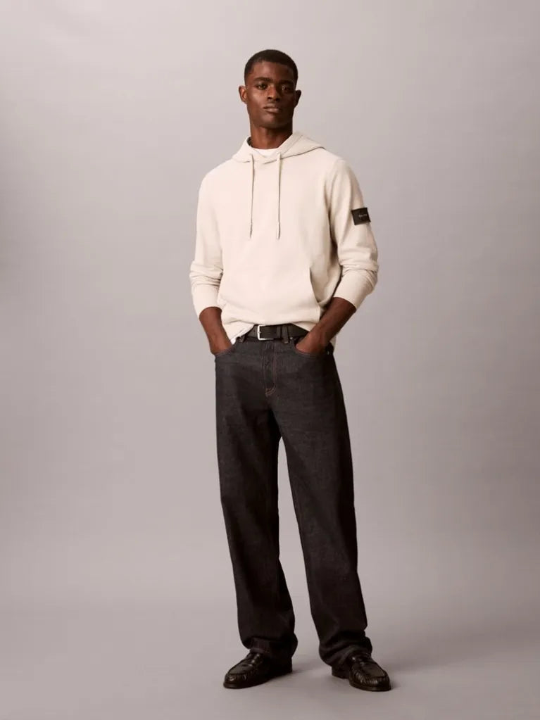 CALVIN KLEIN Felpa Con Cappuccio Terry Misto Cotone Con Badge Sulla Manica Pantone 26/27