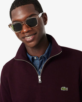 LACOSTE Felpa Interlock Collo Alto Mezza Zip Bordeux