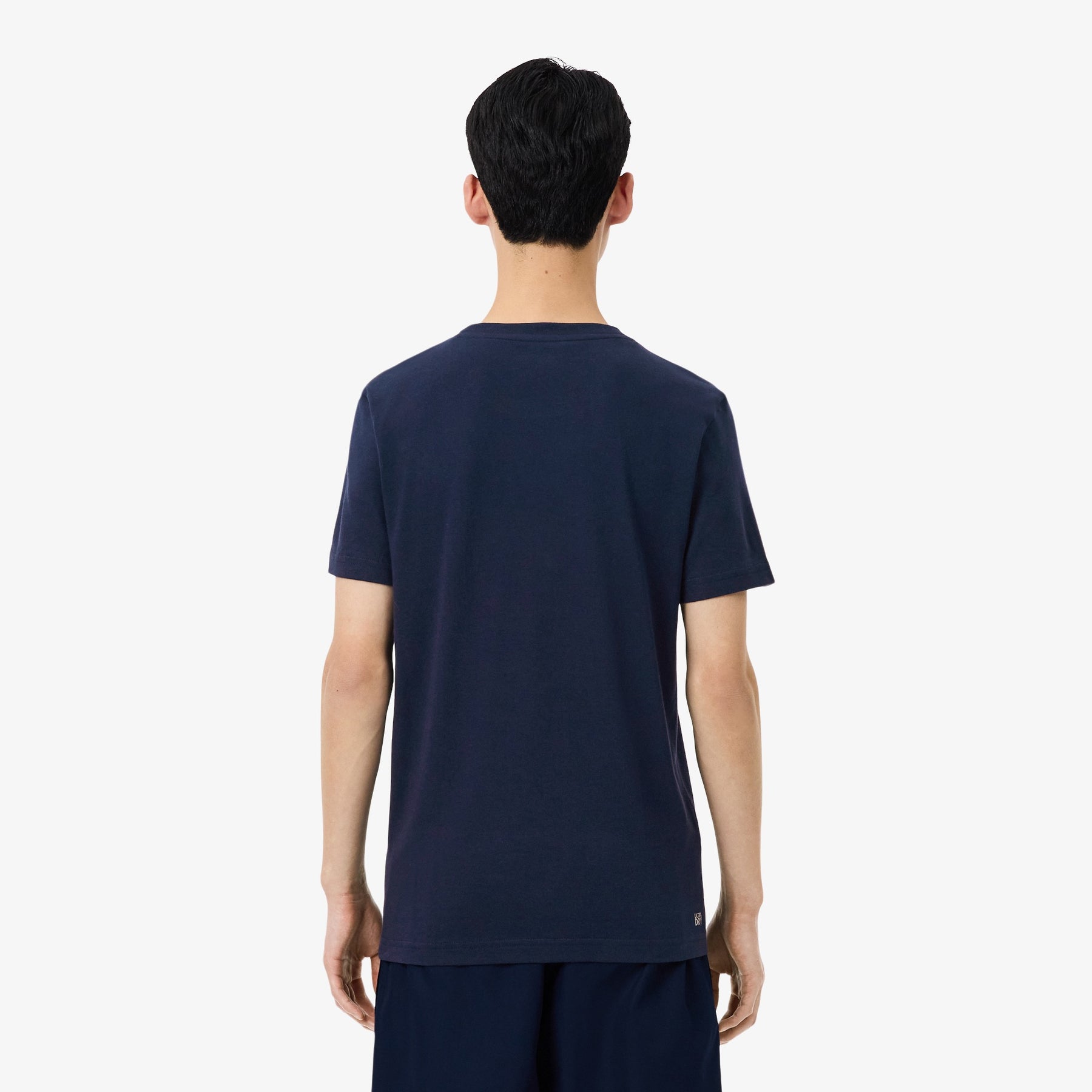 LACOSTE T-Shirt Logo Centrale Blu e Bianca