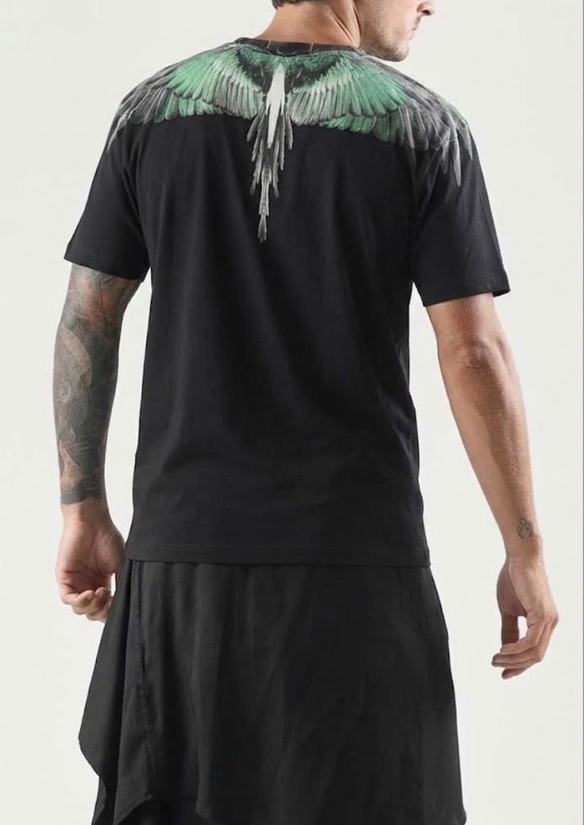 COUNTY OF MILAN T-Shirt Nera Marcelo Burlon Ali Verdi