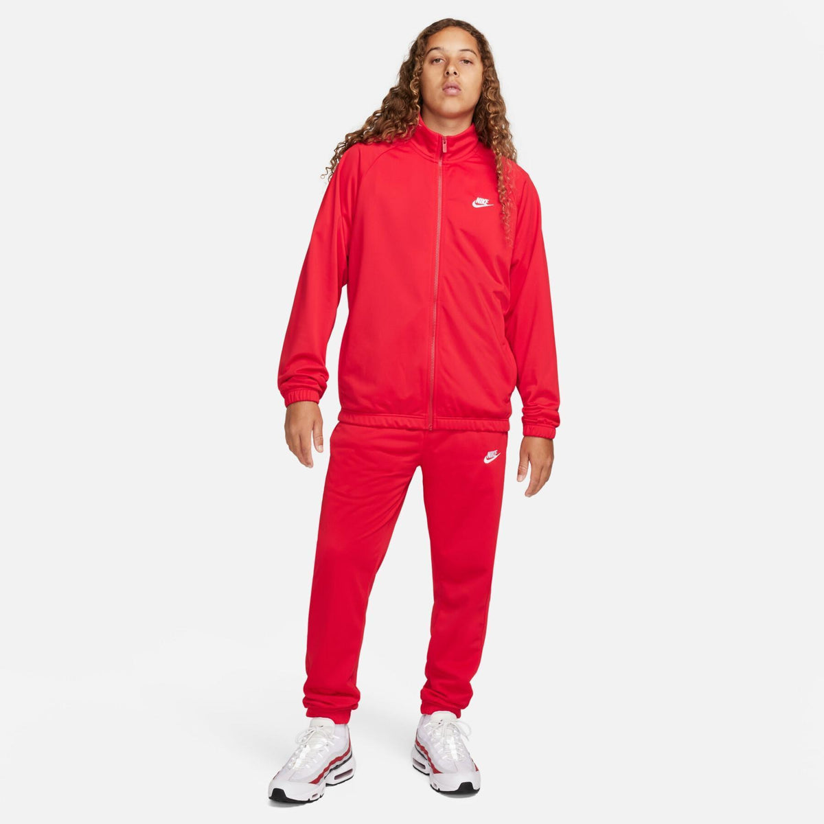 NIKE Tuta Acetata Classica Senza Cappuccio Con Zip Rossa